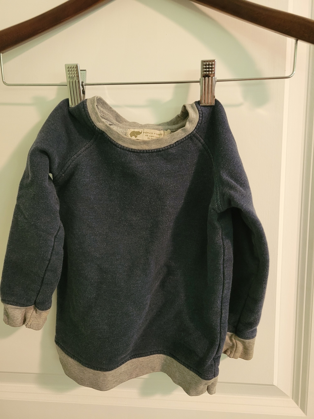 Kids Navy Sweatshirt with Gray Trim - Organic Cotton